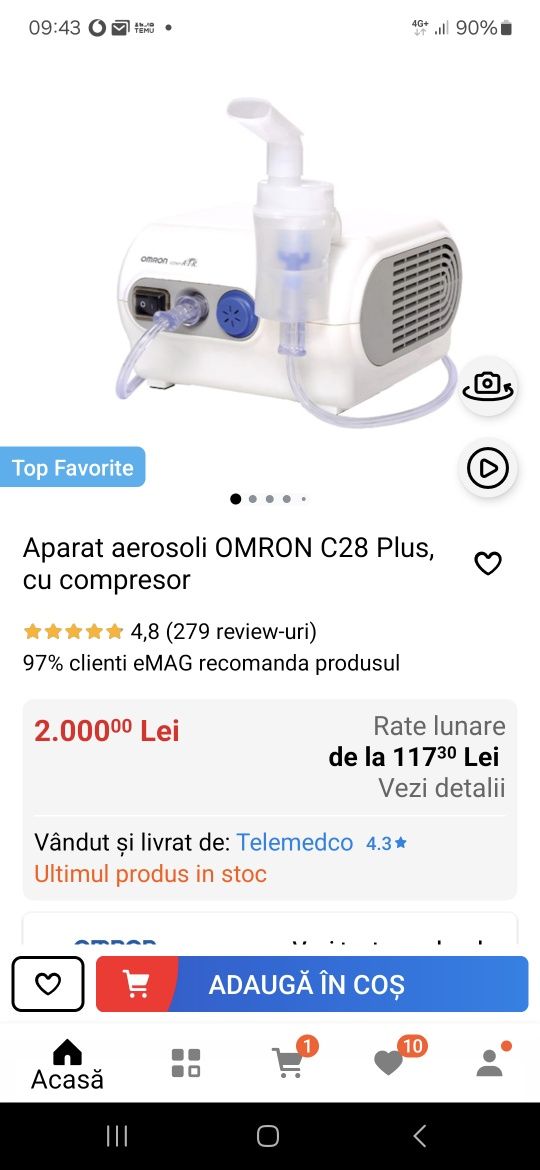 OMRON aparat cu aburi, nebulizator, inhalator