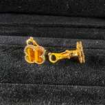 Златни обеци с тигрово око - Van Cleef & Arpels VCA Vintage Alhambra