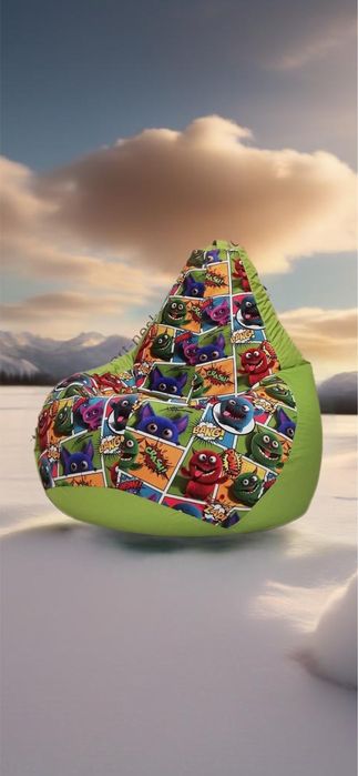 Кресло мешок с принтами велюр оксфорд