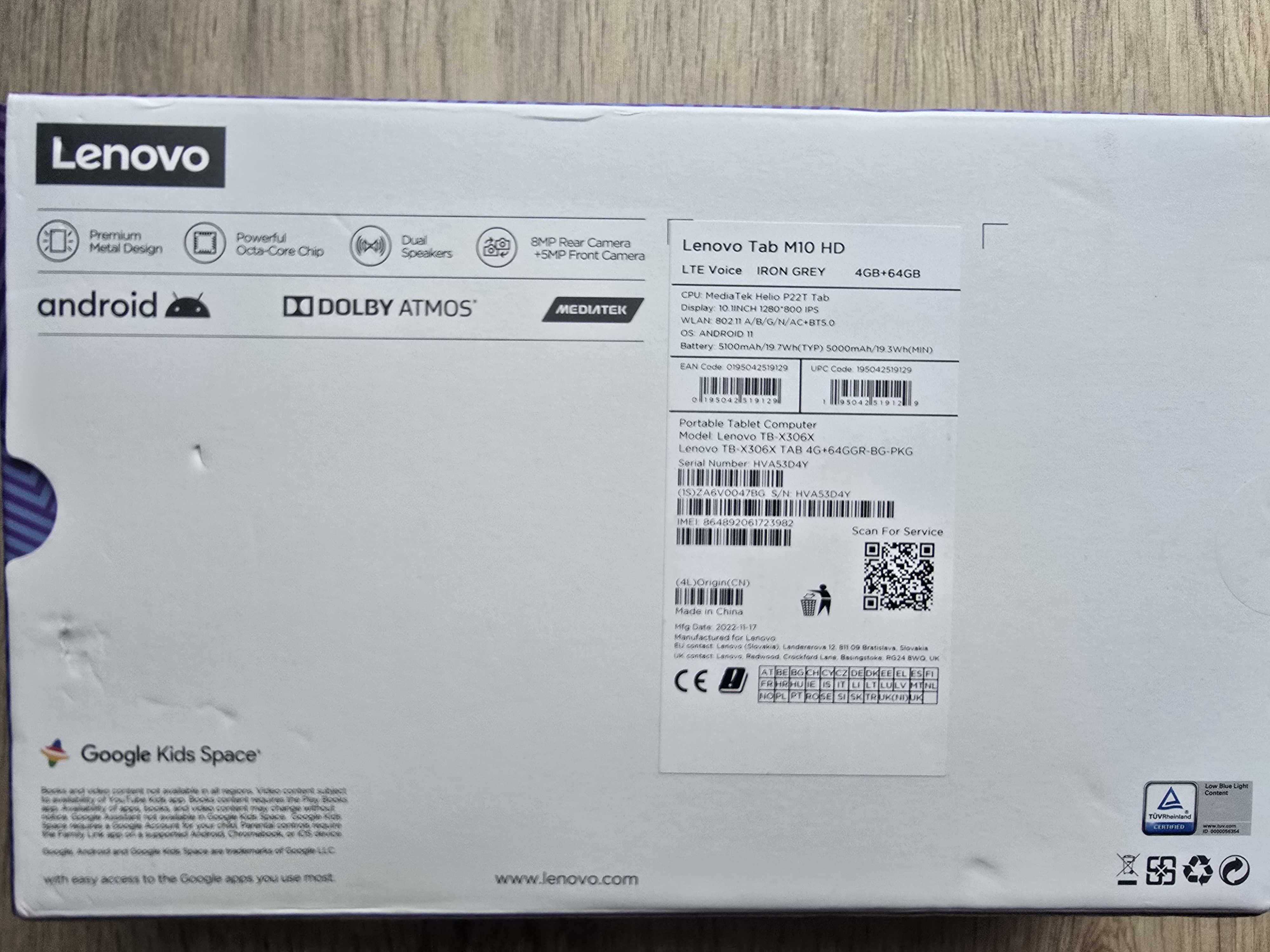 Tableta Lenovo Tab M10 HD (2nd Gen), 10.1", Octa-Core, 64GB, 4GB RAM