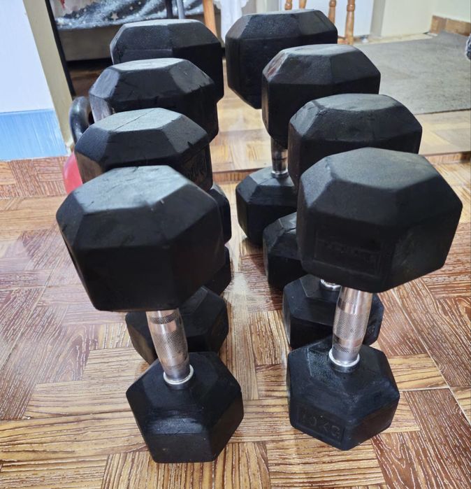 Set Gantere Hexagonale 30kg, 20kg, 12,5kg si 10kg