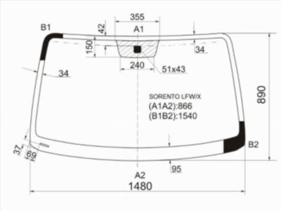Стекло лобовое  Kia Sorento