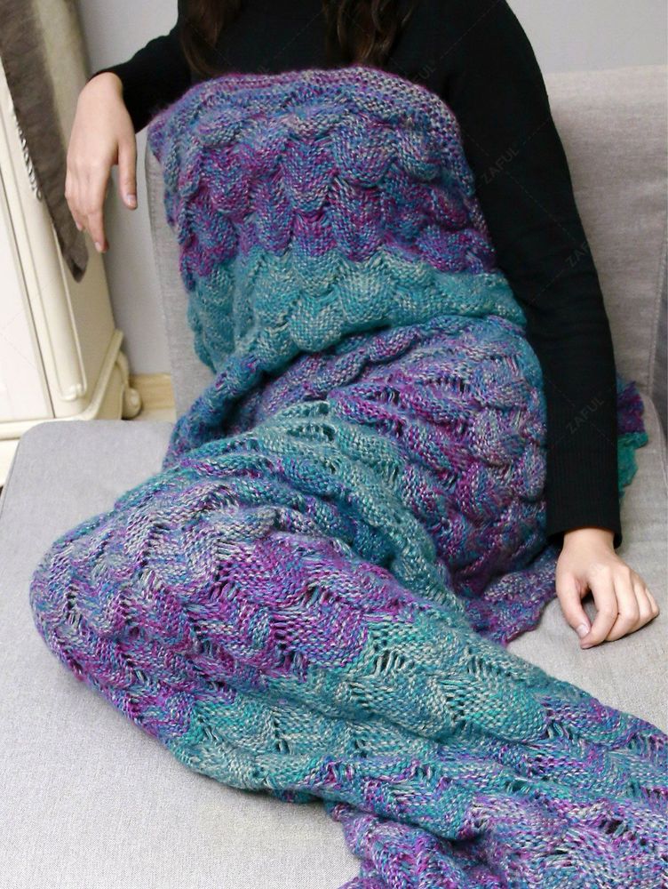 Knitted mermaid blanket  / Вълнено одеало мотив русалка