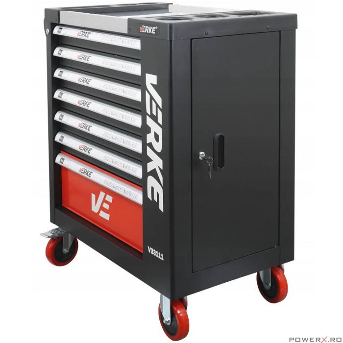 Dulap scule complet echipat, 7 sertare, 154 piese, Verke
