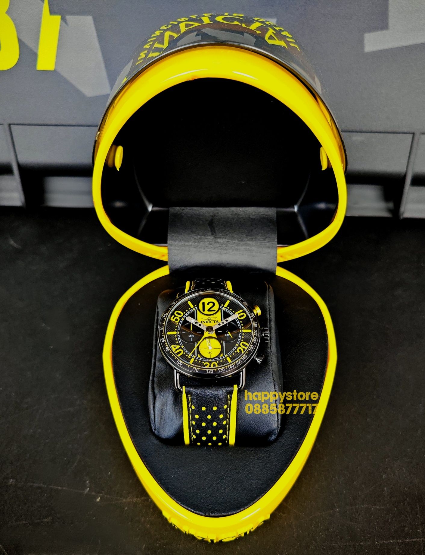 часовник INVICTA Racing Aero Yellow 44 mm, Инвикта нов, ръчен часовник