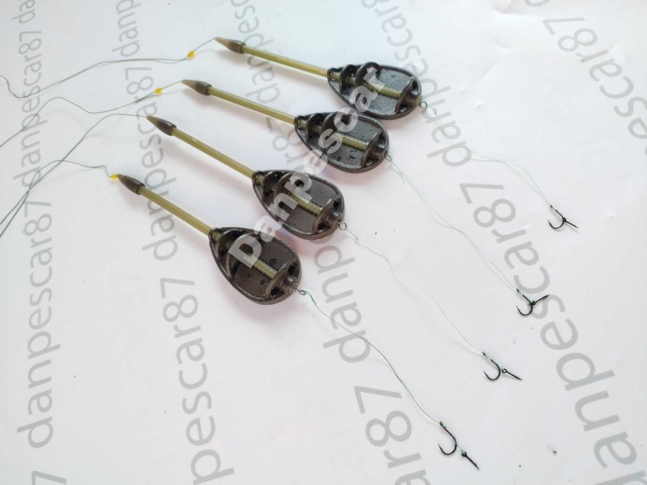 SET 4 MONTURI pescuit la Feeder cu momitor method TIJA ANTITANGLE