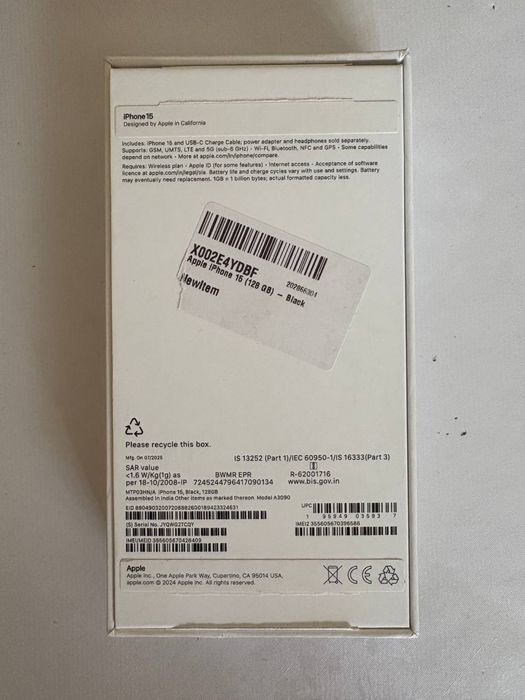 Iphone 15 128gb черного цвета