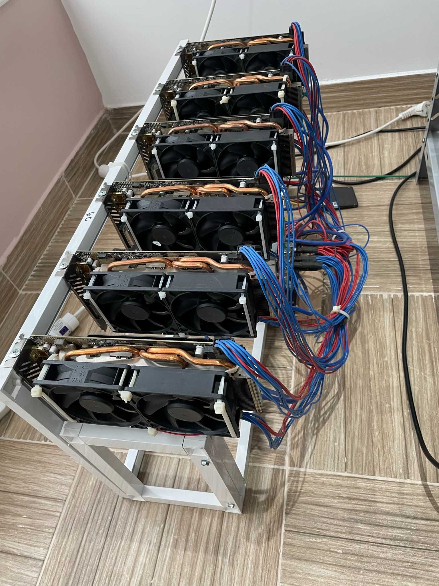 Майнинг риг с 4 карти rx570 4GB и 2 карти рx580 4GB Mining rig ETC