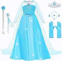 Costum carnaval Elsa, Yigoo , Albastru, marime 160 , 12 ani