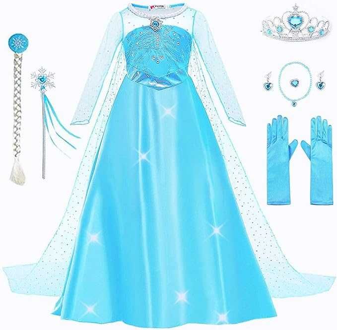 Costum carnaval Elsa, Yigoo , Albastru, marime 160 , 12 ani