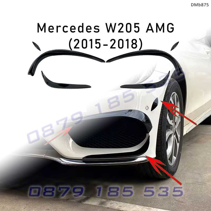 Сплитер добавки предна броня Mercedes C W205 AMG мерцедес ц класа