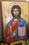 Iisus Hristos icoana pictata manual pe lemn A4 30cm/21