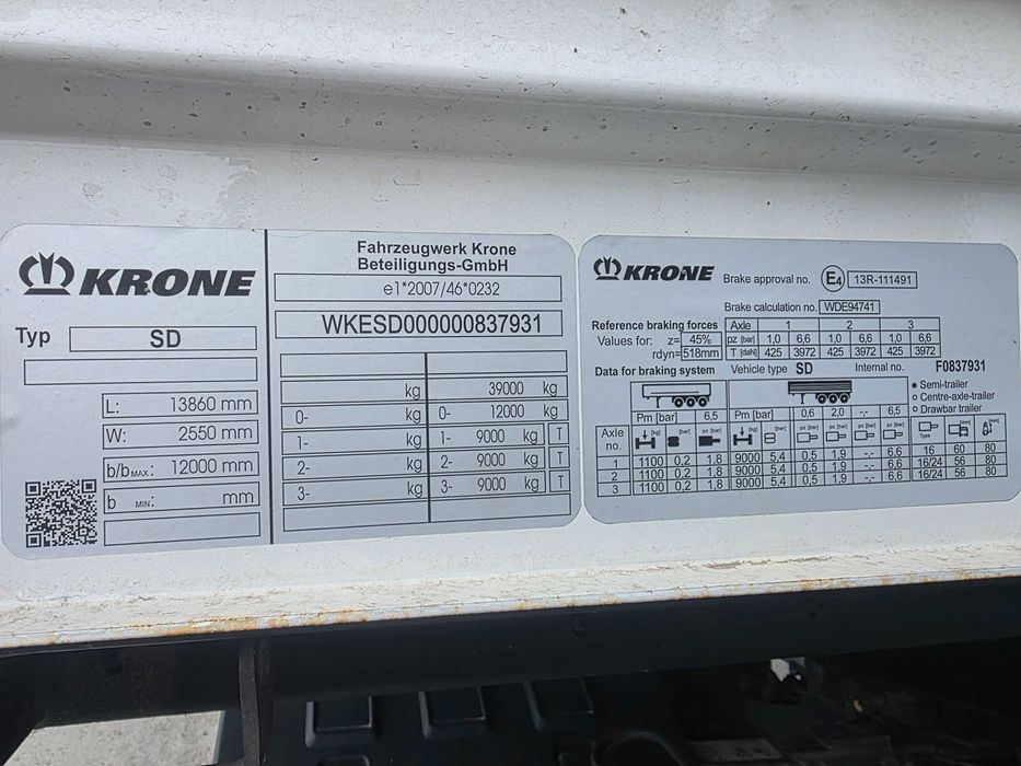 Semiremorca Krone SD prelată schimb cu bena basculabila agregate