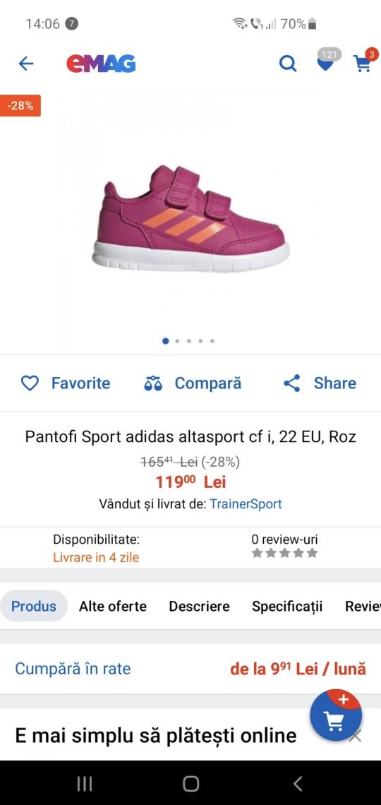 Adidași adidas alta sport cf marime 24