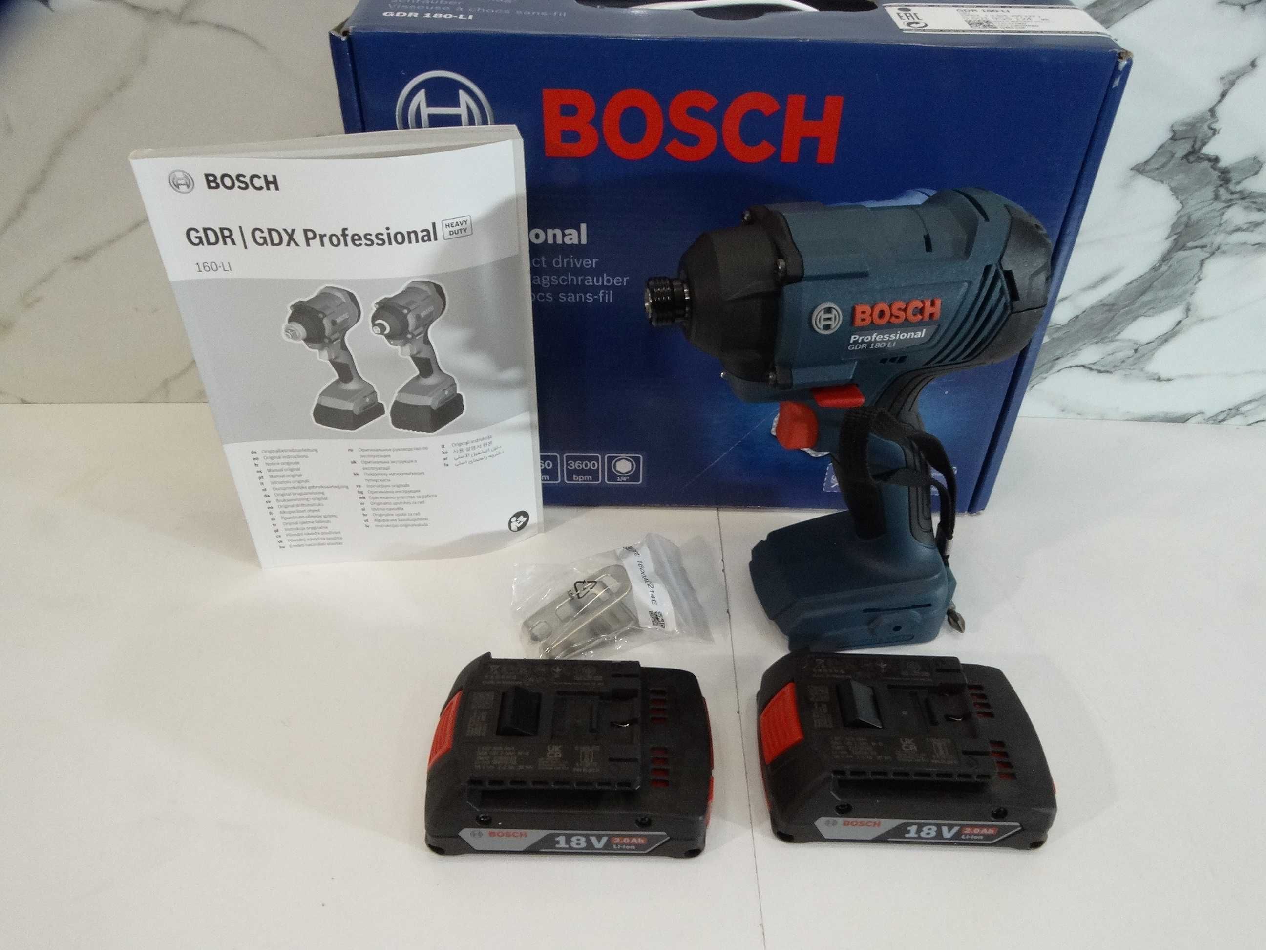 Ново - Bosch GDR 180-LI / 2 x 2.0 Ah - Импакт драйвер