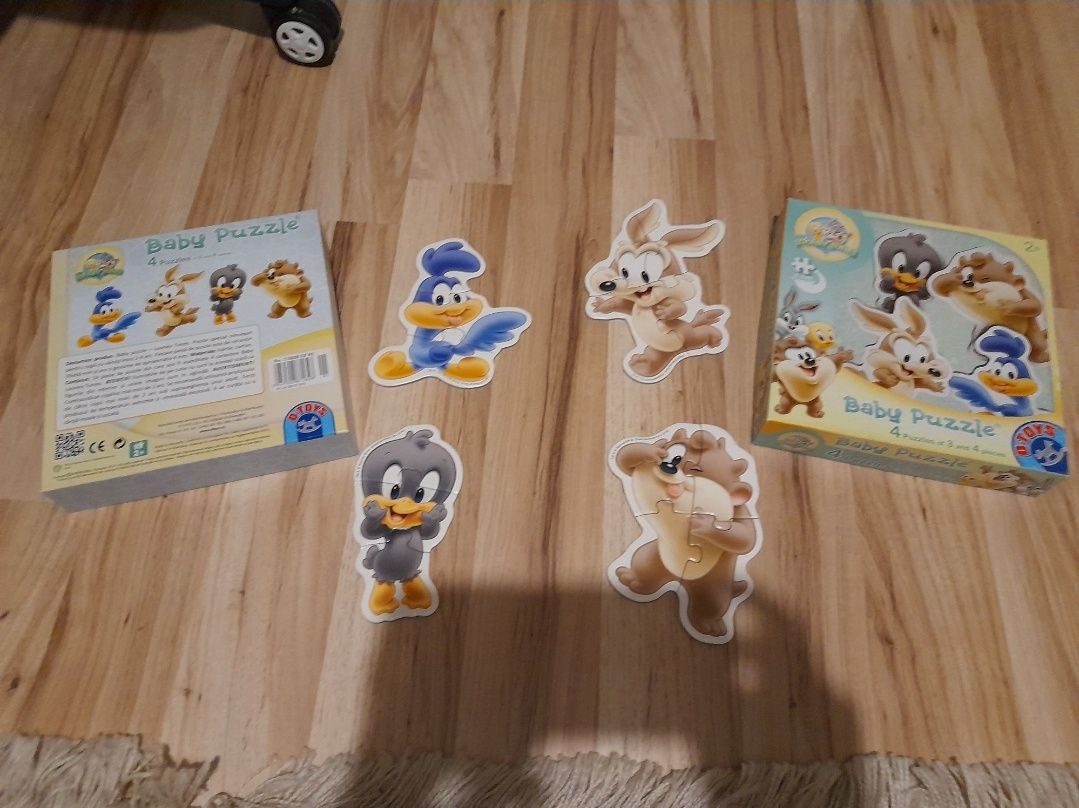 set 4 Puzzle bebelusi D-Toys-Baby Looney Tunes, Pastel albastru, 2,3,4