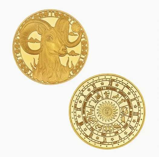 Monede cu zodii - placata cu aur 14k