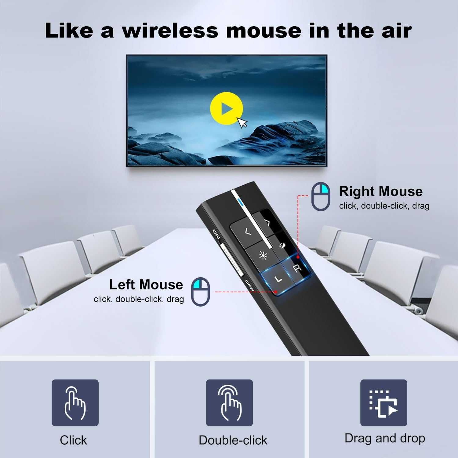 Clicker Prezentari Norwii N99 Wireless cu Functie Air Mouse Negru