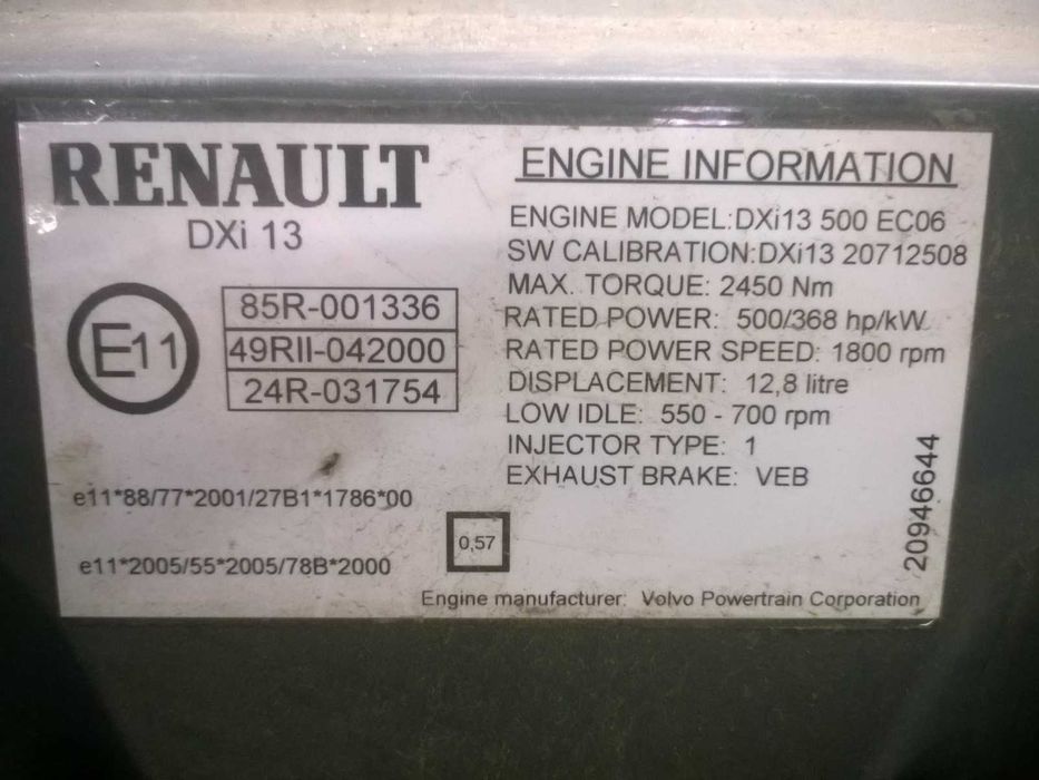 Motor complet Renault DXI 13 500 EC06 - Piese de schimb Renault