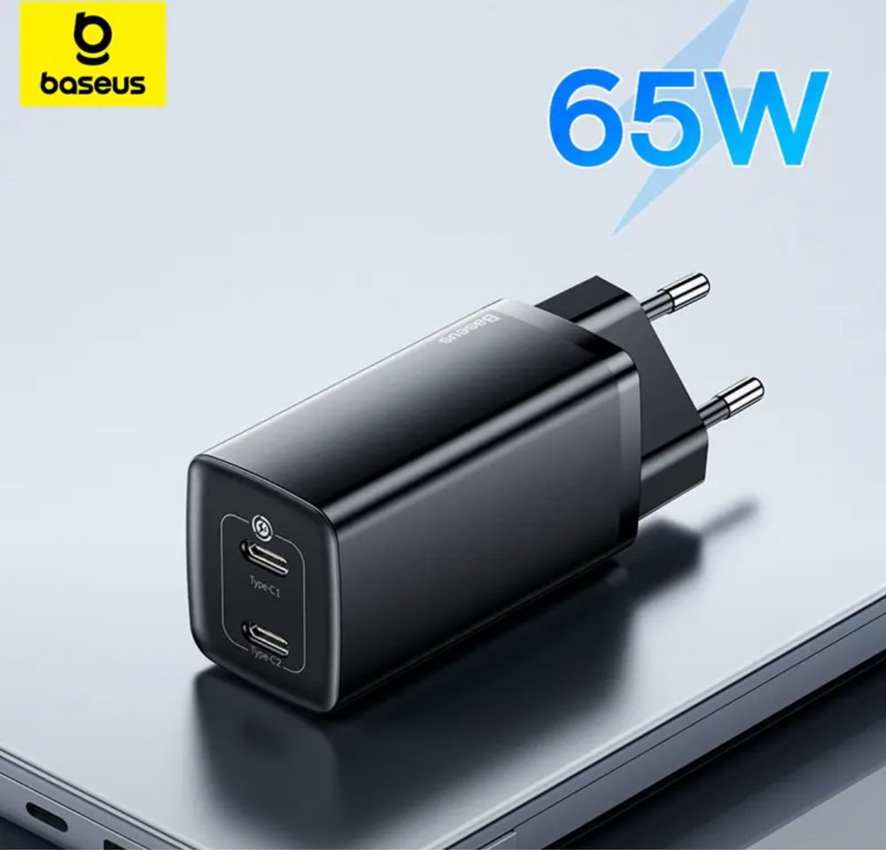 Блок питание baseus gan 65w новый зарядка