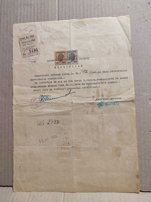 Certificate, adeverinte, chitante, diferite extrase, etc.