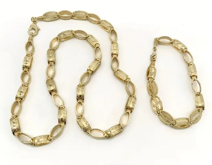 Lanț și brățară placate cu aur 18k model versace