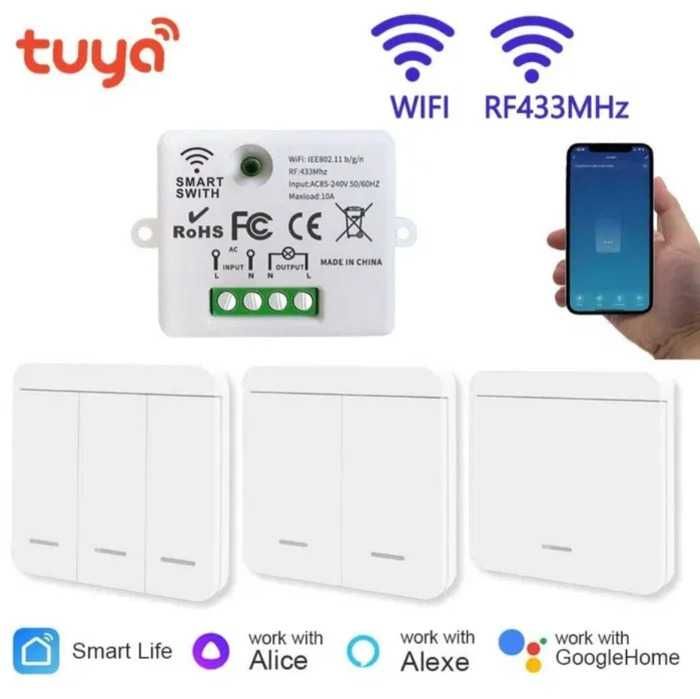 Безжичен ключ за осветление с RF433 модул. WiFi управление, с/без нула
