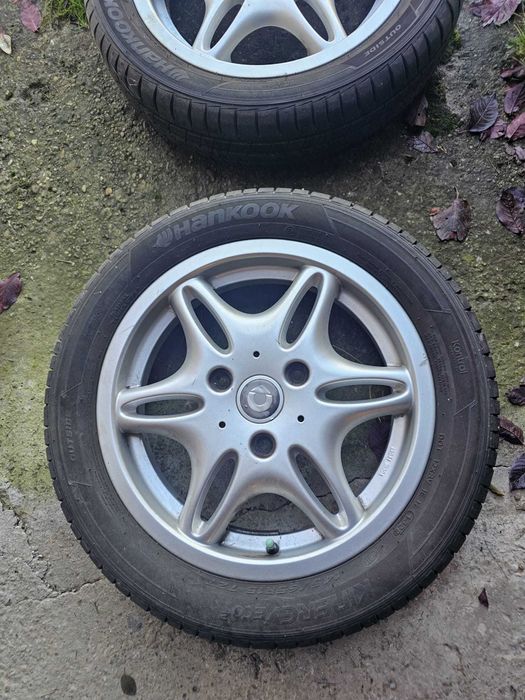 Original, set complet de roti, jante aliaj, cauciucuri de vara, Smart