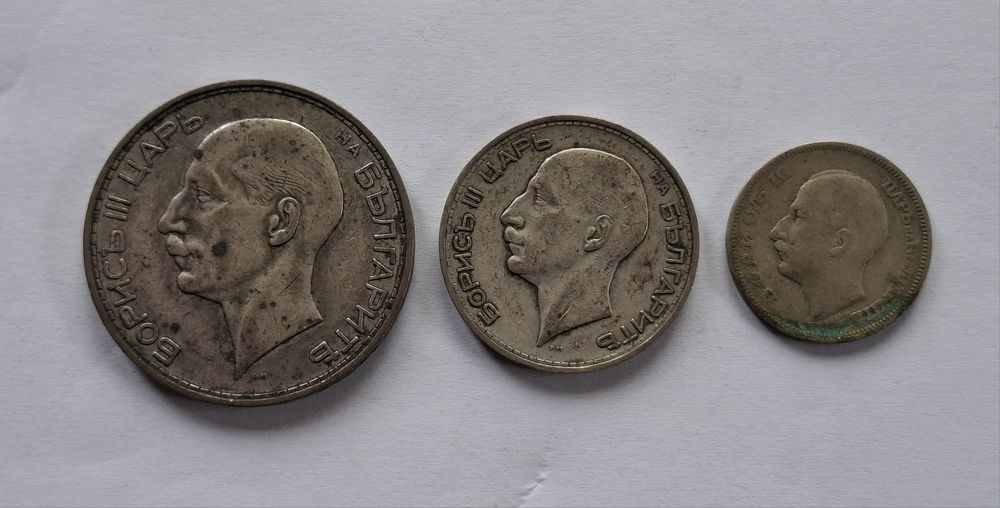 Сребърни монети непочистени 100лв 1934г,50лв1934г,20лв1930г.