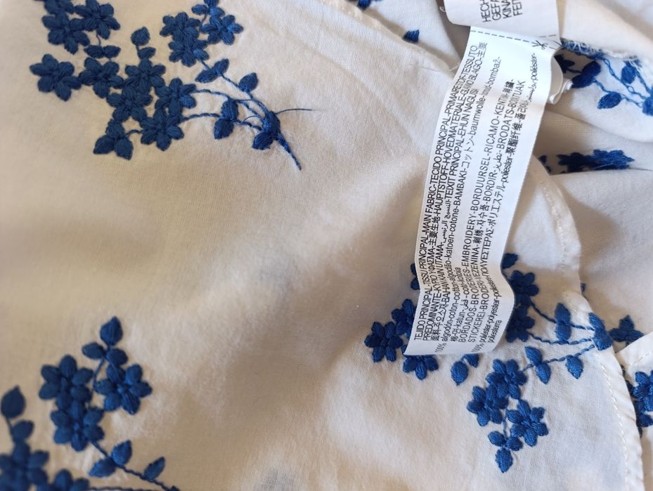 Cămașă cu flori brodate XS oversize Zara