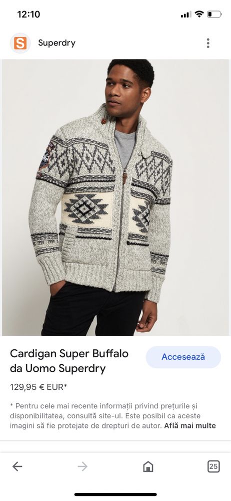 Cardigan Superdry 40% lână size S bărbătesc 100% autentic