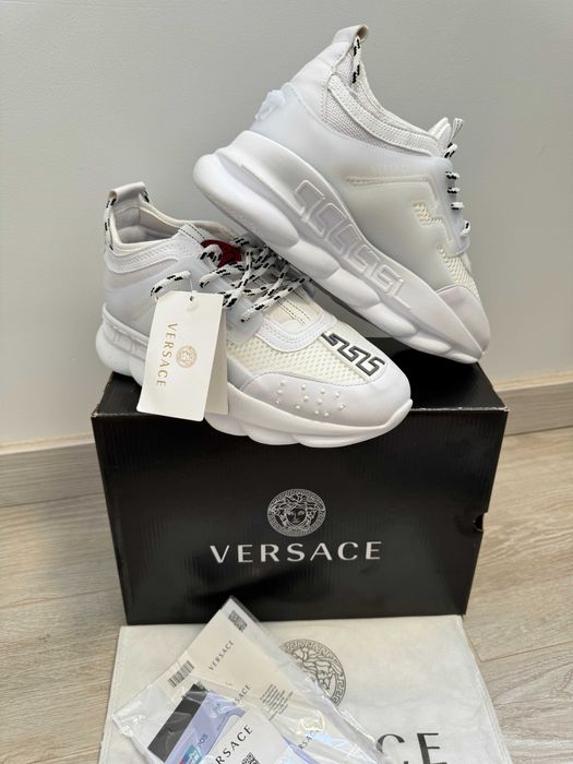 Adidasi VERSACE Chain Reaction White - Full Box -Produs Nou