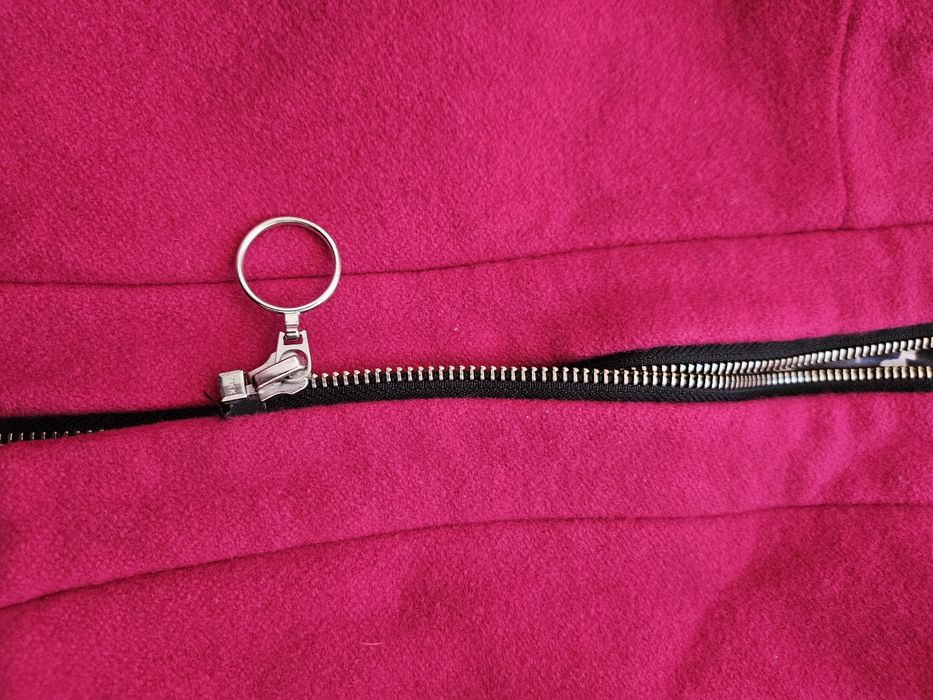 Малиново розово яке палто сако зимно сиво двоен Ръкав с подплата