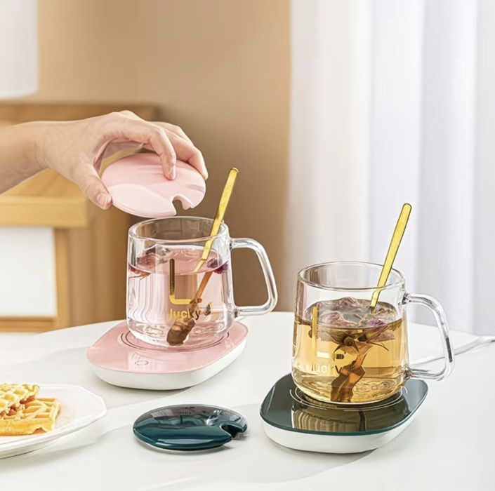 Эстетичная кружка с подогревом и ложкой — тепло всегда под рукой(новая