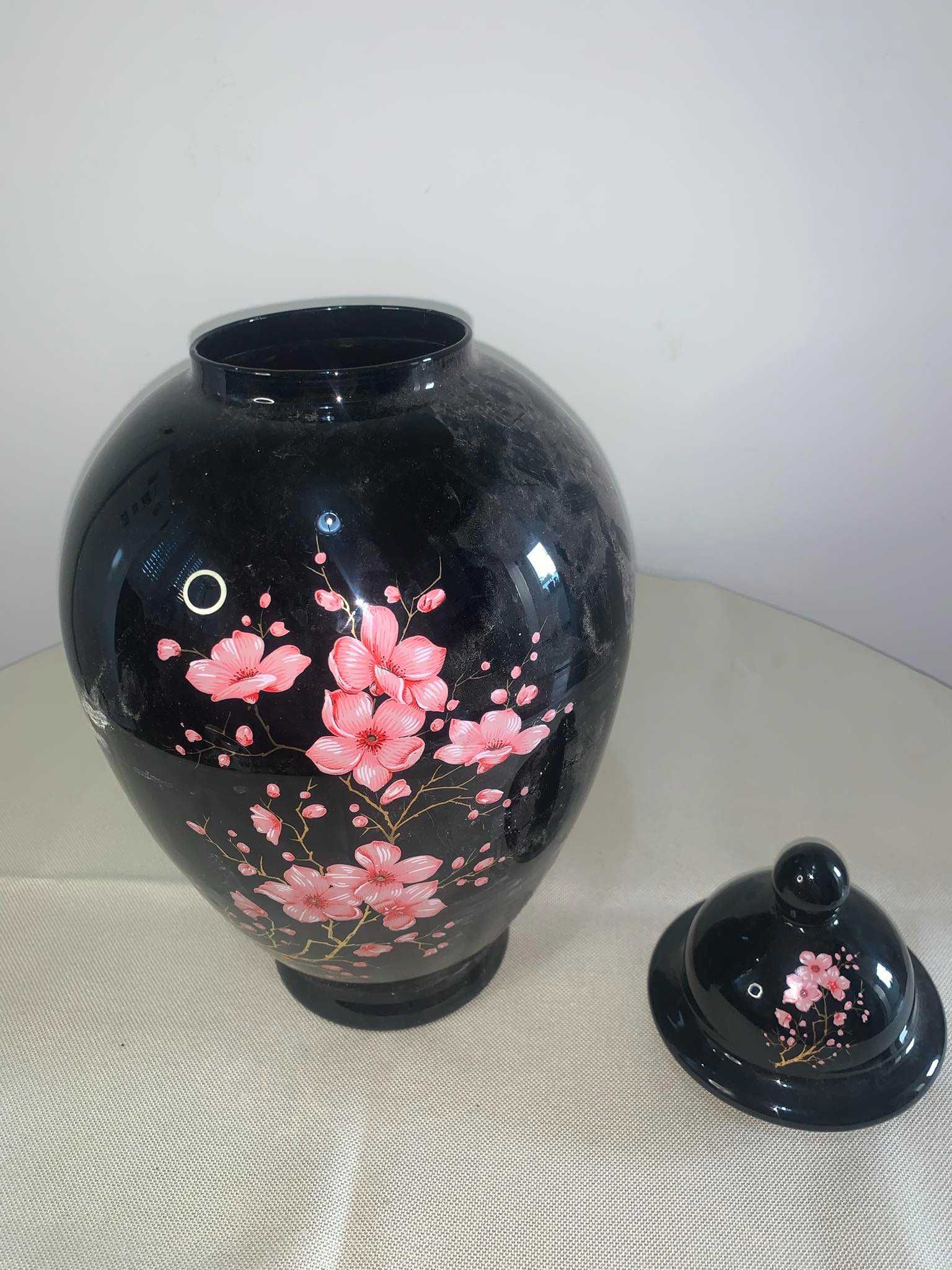 Vaza neagra urna cu capac