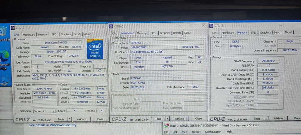 Unitate PC Calculator Lenovo Intel Core i5-4430S 8 GB RAM SSD 240 GB