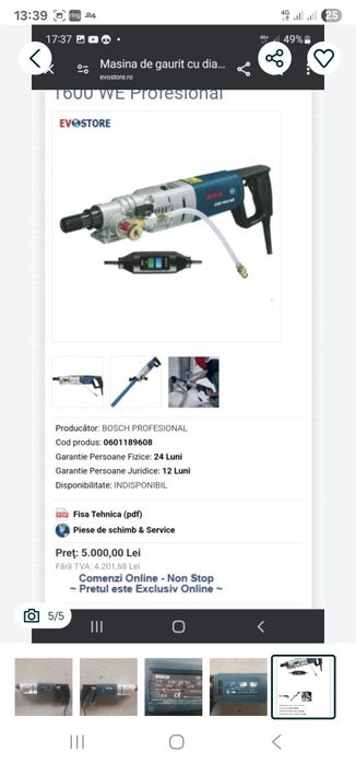 Masina de carotat Bosch GDB 1600 Professional