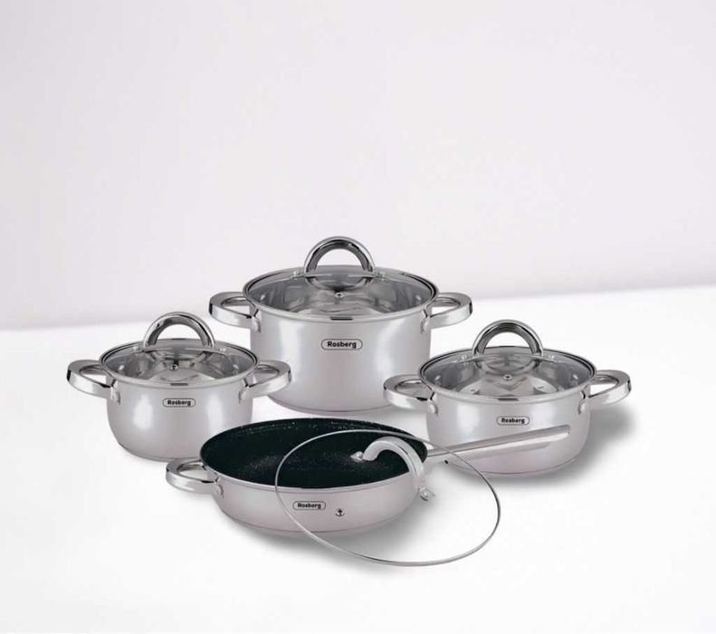 Комплект тенджери Rosberg, 16x10.5/20x12.5/24x14.5/24x6.5см.,