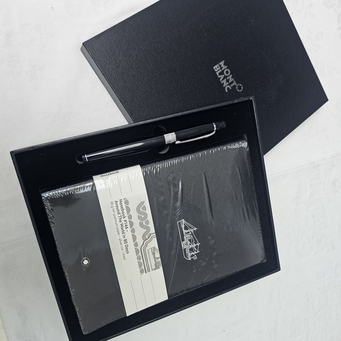 Agenda Montblanc si pix  -ed Ocolul pamantului in 80 zile- negru