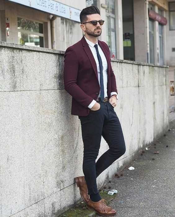 Sacou blazer slim 46 S premium BAR III NOU lana extrafina burgundy