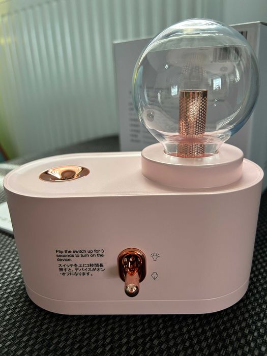 Umidificator ultrasonic cu veioza/lampa veghe LED, reincarcabil, Roz