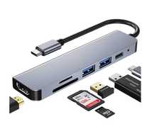 Hub Adaptor 6 in 1 USB-C 3.1 cu HDMI si SD card reader