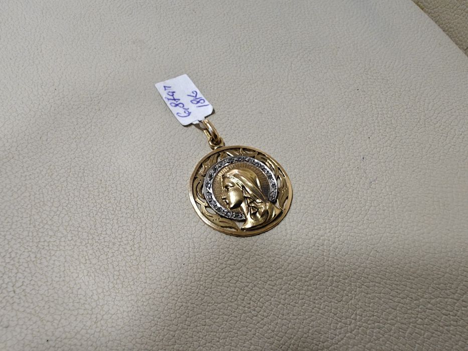Medalion/pandantiv/iconita Maica Domnului 6.87gr 18k cu diamante (r)