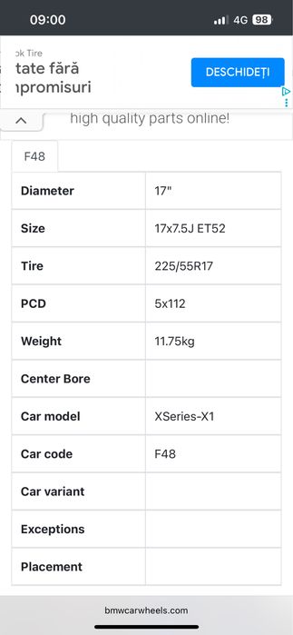 Jante bmw x1 f48 style 561 5x112 R17