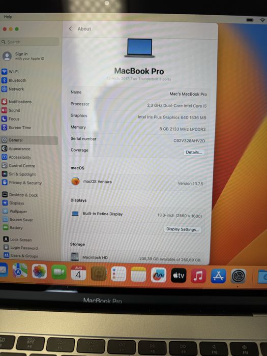 Macbook Pro 13 i5 8GB 256GB A1708 2017 Baterie noua