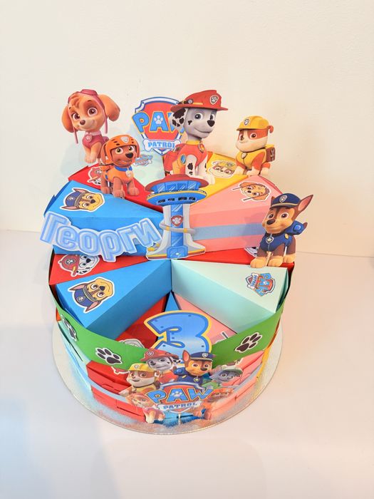 Пез патрул картонена хартиена торта скай чейс маршал за рожден ден