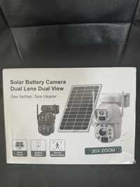 Solar battery camera dual lens dual view, panou solar, baterie inclusa