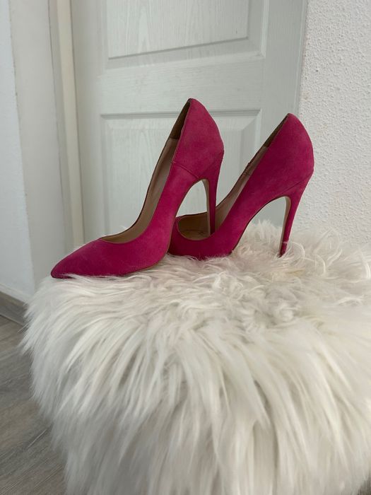 Pantofi stiletto fucsia, marca MINELI BOUTIQUE, Piele naturala
