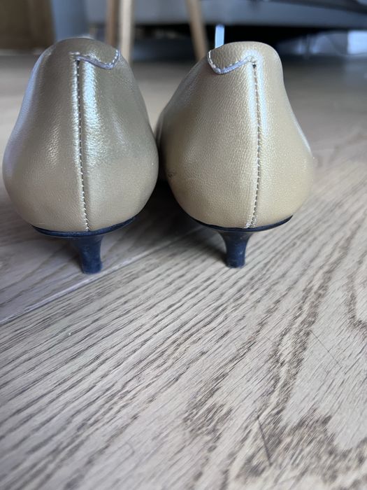 Pantofi aurii piele naturală, toc mic elegant (ATENA, mărimea 40)