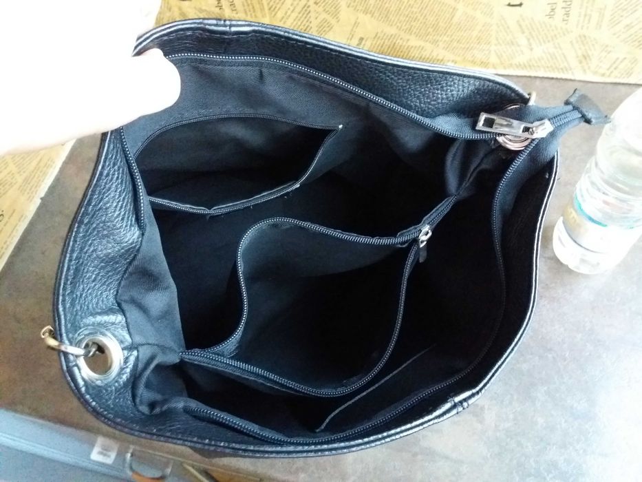 дамска чанта,черна малка кожена торба-естествена кожа